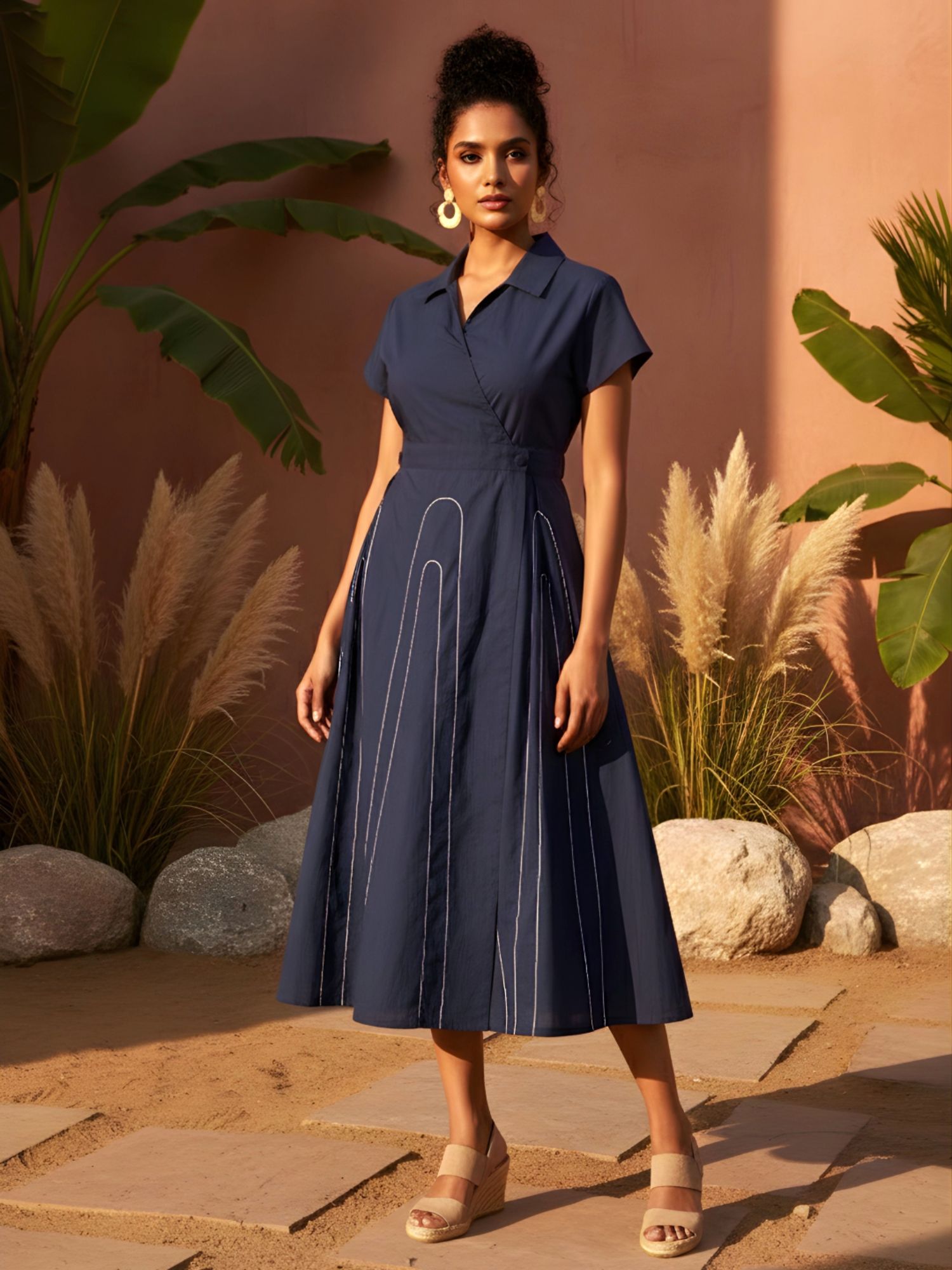 autumnlane Ivanka Yale Embroidery Cotton Midi Dress-picture-37
