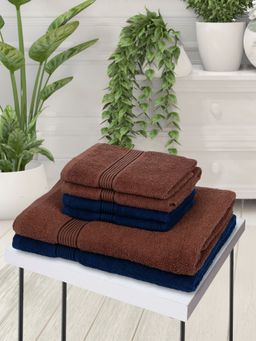 KOPA - 6Pc Quick Dry 100% Cotton Soft Terry Towel -2Pc Bath, 4Pc Hand D'Ross Solid-Multi