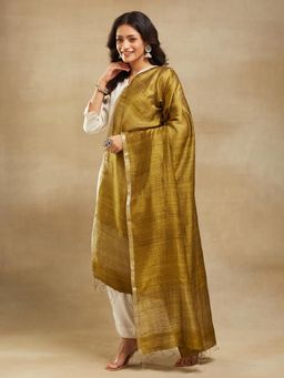 Fabindia - Green Silk Hand Woven Dupatta