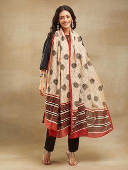 Fabindia - Beige Cotton Silk Bagru Printed Dupatta