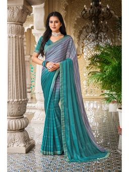 Laxmipati Sarees - Multi-Color Saree Stripes Printed Woven Border Saree with Unstitched Blouse
