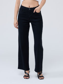Twenty Dresses by Nykaa Fashion - Jet Black High Waist Wide Leg Denims