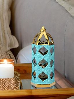 At Home by Nilkamal - Cylindric Lantern Candle Stand (Blue)