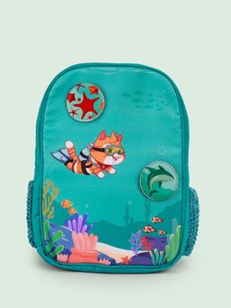 Filli & Me - Green Polyester Printed Goes Diving School Backpack