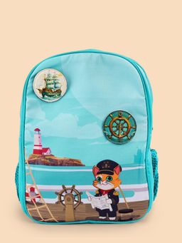 Filli & Me - Blue Polyester Printed Goes Sailing School Backpack