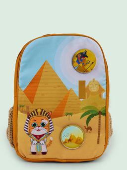 Filli & Me - Mustard Polyester Printed Rules Egypt School Backpack