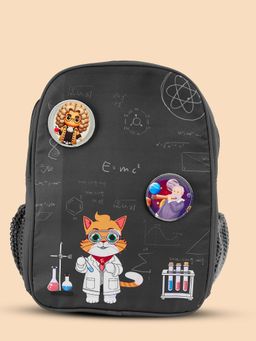 Filli & Me - Black Polyester Printed Does Science Experiments School Backpack