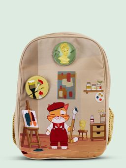 Filli & Me - Beige Polyester Printed Paints a Picture School Backpack