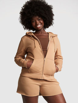 Victoria's Secret - Women Beige Everyday Fleece Zip-Up Hoodie