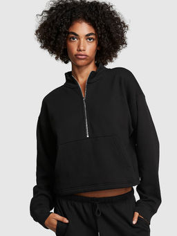 Victoria's Secret - Women Black Premium Fleece Half-Zip Sweatshirt