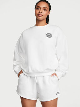 Victoria's Secret - Women White Cotton Fleece Oversized Crew Neck Sweatshirt