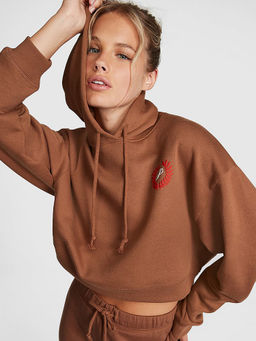 Victoria's Secret - Women Brown Everyday Fleece Cropped Hoodie