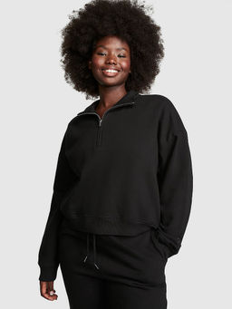 Victoria's Secret - Women Black Premium Fleece Half-Zip Sweatshirt