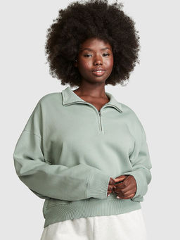 Victoria's Secret - Women Green Premium Fleece Half-Zip Sweatshirt