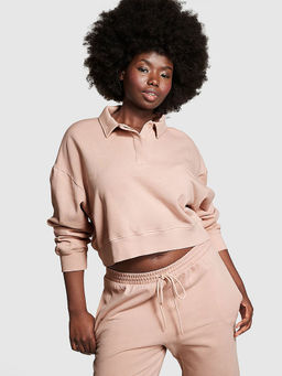 Victoria's Secret - Women Pink Ivy Fleece Polo Sweatshirt