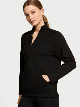 Victoria's Secret - Women Black Vsx Featherweight Knit Half-Zip Long-Sleeve Top