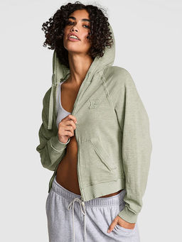 Victoria's Secret - Women Green Lightweight Lounge Full-Zip Hoodie