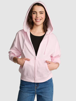 Victoria's Secret - Women Pink Ivy Fleece Campus Full-Zip Hoodie