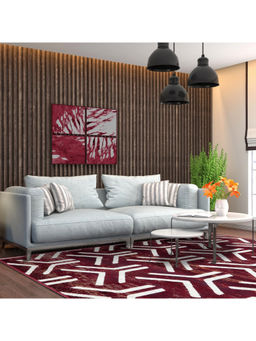 Sapana Carpet-Mats - Shiraz Maroon Geometric Polypropylene Carpet