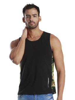 FREECULTR - Black Men Camouflage Printed Gym Innerwear Vest