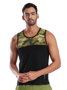 FREECULTR - Black Men Camouflage Printed Gym Innerwear Vest