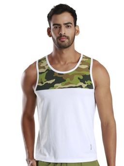 FREECULTR - White Men Printed Gym Innerwear Vest