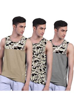 FREECULTR - Men Printed Bamboo Cotton Innerwear Vest (Pack of 3)