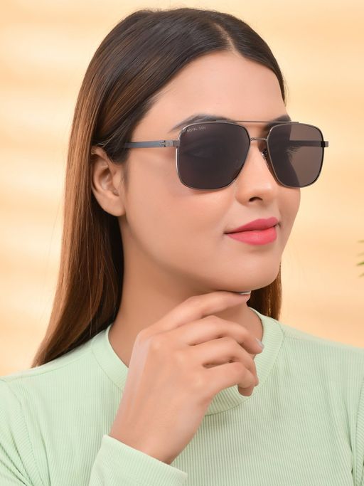 ROYAL SON Black Polarized Retro Square Sunglasses