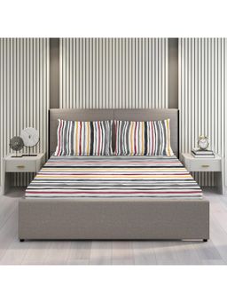 Layers - Argos 225 CVC Cotton Blend Stripes Print King Bedsheet with 2 Pillow Covers