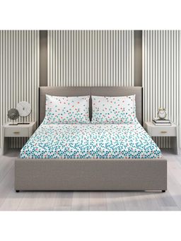 Layers - Argos 225 CVC Cotton Blend Blue Geometrical Print King Bedsheet with 2 Pillow Covers