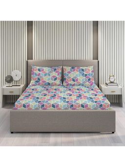 Layers - Argos 225 CVC Cotton Blend Geometrical Print King Bedsheet with 2 Pillow Covers