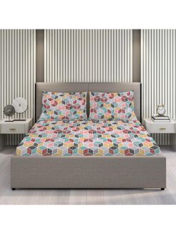 Layers - Argos 225 CVC Cotton Blend Geometrical Print King Bedsheet with 2 Pillow Covers