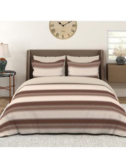 Layers - Duracount 225 CVC Cotton Blend Stripes Pattern Bedsheet with 2 Pillow Covers (King)