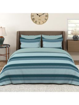 Layers - Duracount 225 CVC Cotton Blend Stripes Pattern Bedsheet with 2 Pillow Covers (King)