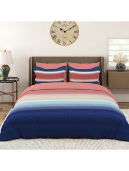 Layers - Durathreads 225 CVC Cotton Blend Stripes Pattern Bedsheet with 2 Pillow Covers (King)