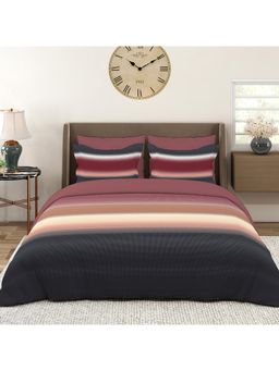 Layers - Durathreads 225 CVC Cotton Blend Stripes Pattern Bedsheet with 2 Pillow Covers (King)