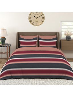 Layers - Durathreads 225 CVC Cotton Blend Stripes Pattern Bedsheet with 2 Pillow Covers (King)