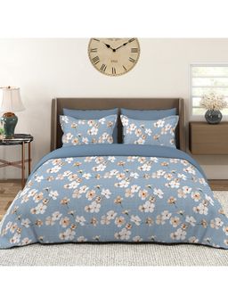 Layers - Home Easy 100% Cotton 144 TC Floral Print King Bedsheet with 2 Pillow Covers