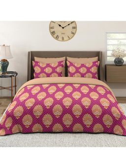 Layers - Glory 100% Cotton 144 TC Ethnic Print Double Bedsheet with 2 Pillow Covers