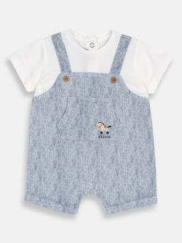 Chicco - Boys Medium Light Blue Embroidered Romper