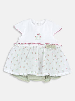 Chicco - Girls White and Green Romper