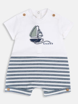 Chicco - Boys White and Green Romper