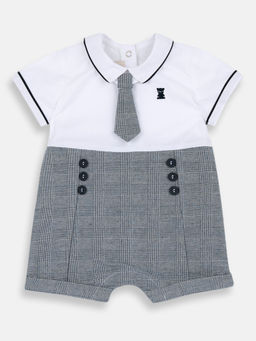 Chicco - Boys White and Blue Checked Romper
