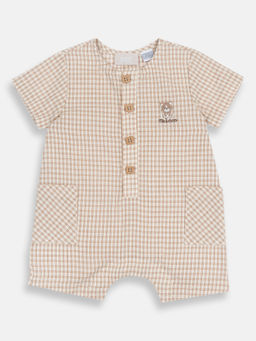 Chicco - Boys Light Natural Checked Romper
