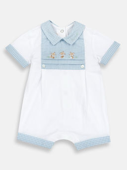 Chicco - Boys White and Light Blue Romper