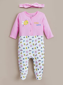 Hopscotch - Bee Embroidered Cotton Romper