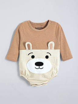 Hopscotch - Bear Face Applique Cotton Onesie