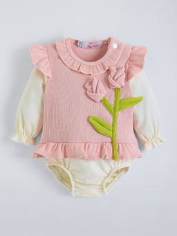 Hopscotch - Floral Applique Ruffled Onesie