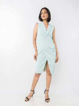 PRET PITAARA - Women Green Solid Knee Length Dress