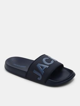 Jack & Jones - Men Brand Logo Navy Blue Sliders